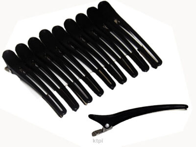 Klipsy Fryzjerskie Metalow-Plastikowe Czarne 9,5cm