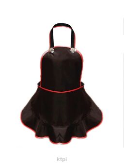 Rena Fartuszek Fryzjerski Czarno-Czerwony Falbanka