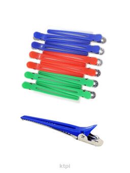 Klipsy Fryzjerskie Metal-Plastik Kolorowe 12 sztuk