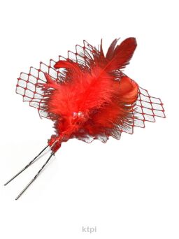Ozdoba Do Włosów Piórko Z Siatką Czerwone Kokówka