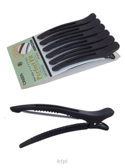 Klipsy Fryzjerskie Z Gumką Czarne 115 mm 6 sztuk